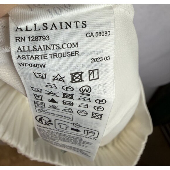 AllSaints Freda Satin Cargo Joggers 6 Ecru Pull On Elastic Waist 90s Y2K - Picture 16 of 16